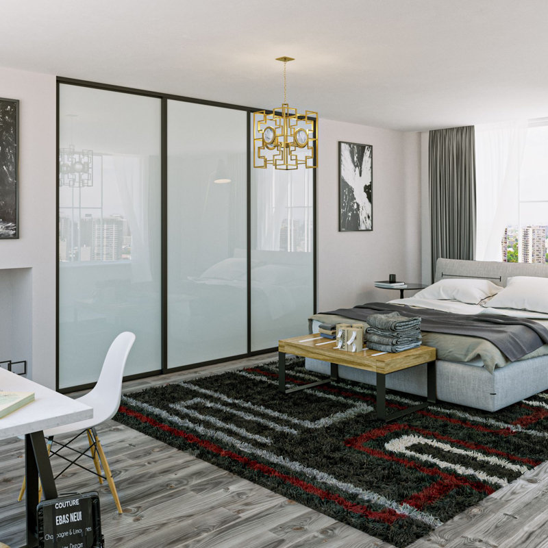 Doors22 3 Panel Milky Glass Sliding Closet Doors - Aluminum Frame